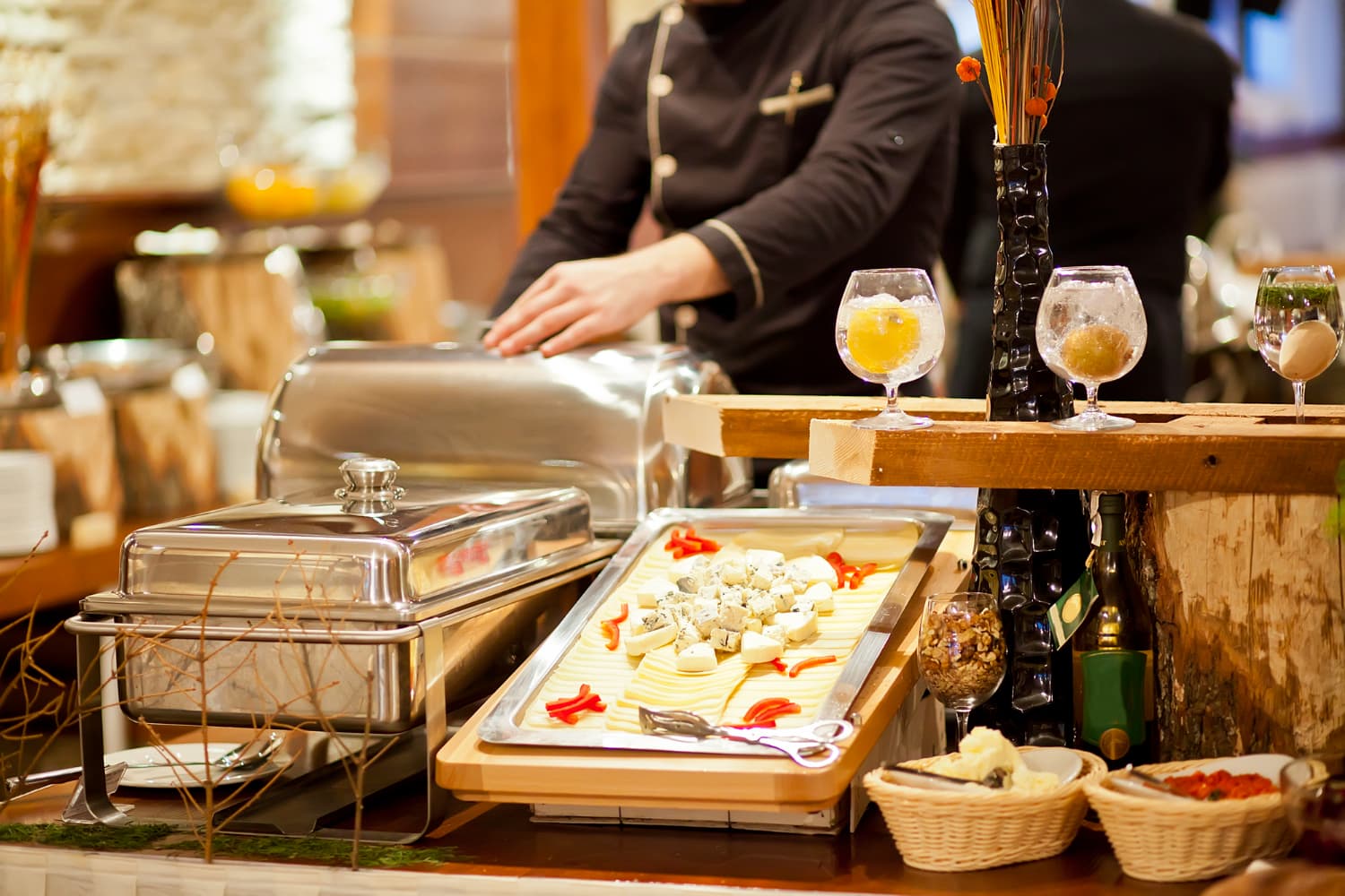 A buffet of food prepared for guests